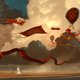 Illustration for article titled An airship emerges from the reddish clouds of dawn